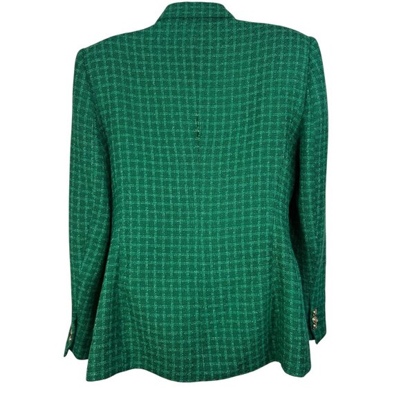 Zara Textured Double Breasted Blazer Coat Jacket Gold Button Green Plaid Large - Picture 13 of 16